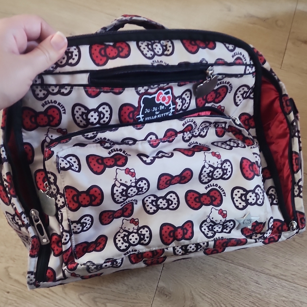 Hello Kitty Red and Black Bow Pattern Backpack